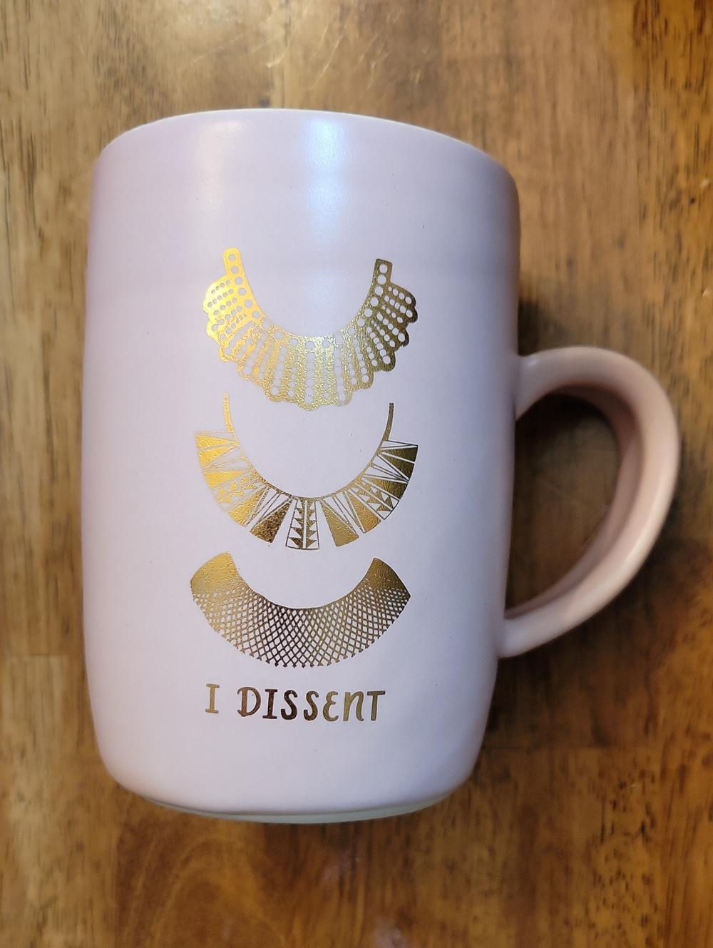 Pink 'I Dissent' Ruth Bader Ginsburg (RGB) Inspired Gold Collars Ceramic Mug
